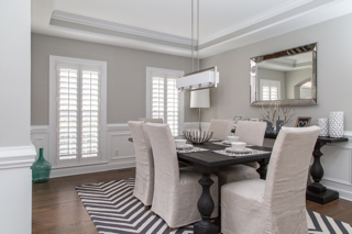 Dining room with plantation shutters